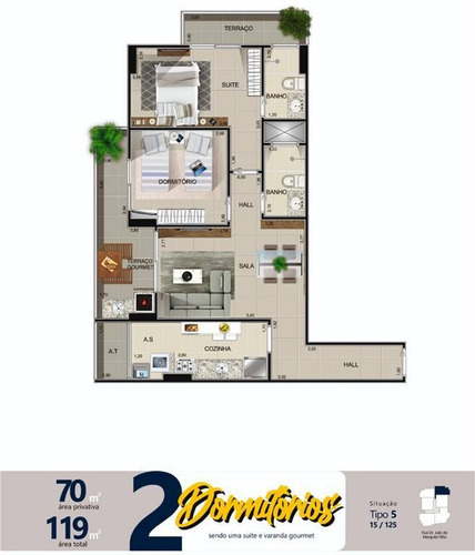 Imagem 5 de 16 de Apartamento, 2 Dorms Com 70.26 M² - Aviação - Praia Grande - Ref.: Vno204 - Vno204
