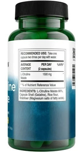Imagen 2 de 2 de Citrulina Malate 750mg Swanson 60cap Pack 2x Envio Gratis