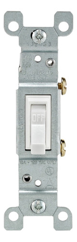 Interruptor Sencillo Leviton 1451-wcp Linea Tradicional Color Blanco