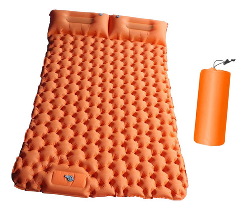 Colchón Inflable De Camping Personas, Almohada Naranja