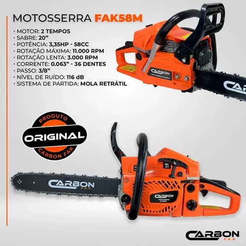 Motosserra Gasolina 58cc Profissional Sabre 20 Moto Serra
