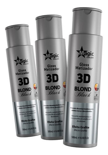  Kit 03 Matizador Magic Color Blond Black Grafite 500ml