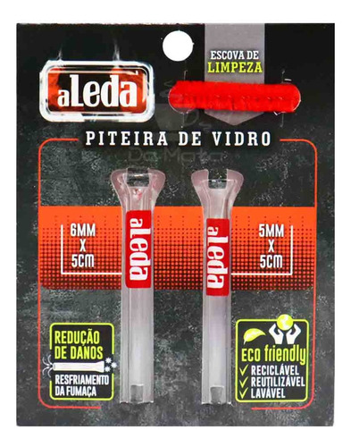 Kit De Piteira De Vidro Aleda 5mm E 6mm Tabacaria