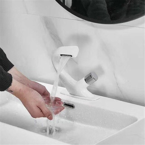 (a) Grifo De Lavabo Mezclador Frío/caliente Con Perilla, Gri