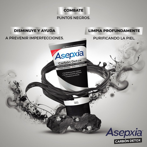 Asepxia Carbón Detox Gel Exfoliante 120 G. Limpia La Piel