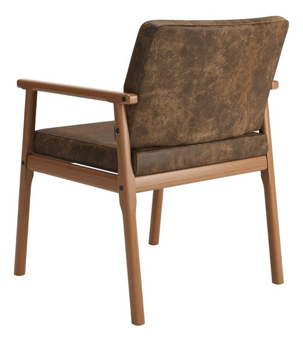 Poltrona Premium Up Com Base De Madeira Nobuck Marrom