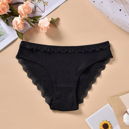 Encaje De Cintura Media De Algodón Para Mujer, Costura Trans