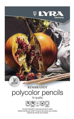 Lápis De Cor Lyra Rembrandt Polycolor Profissional 12 Cores Marcação Colorido