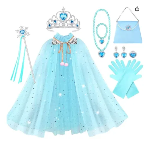 Kit Fantasia Princesa Infantil Com 9 Acessórios E Bolsa