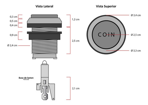Imagen 2 de 5 de Botón Coin Con Luz