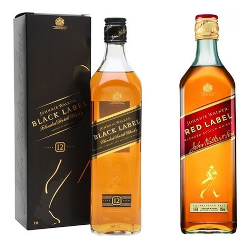 Imagen 1 de 1 de Johnnie Walker Black De Litro + Johnnie Walker Red De Litro