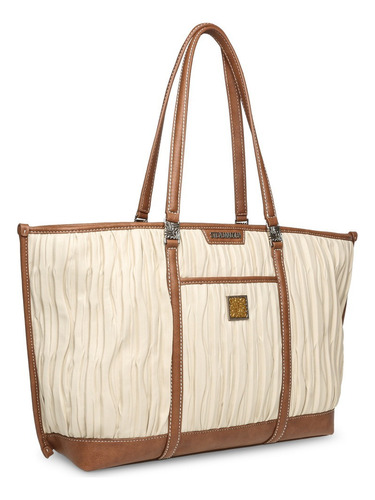 Bolsa Tote Bakari Bone/camel Steve Madden Bags Acabado de los herrajes Níquel Correa de hombro Marrón claro Diseño de la tela Texturizado