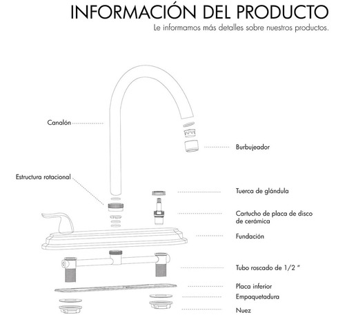 Llave Mezcladora Fregadero Cocina Grifo Cromo Inoxidable 8'