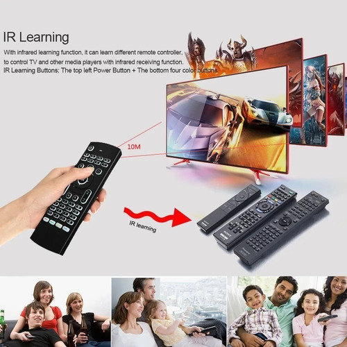 Teclado Inalámbrico Smart Tv Box De 2,4 Gr+mando A Distancia
