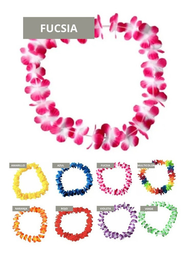 Imagen 2 de 10 de 12 Collar Hawaii Hula Flores Hawaiano 8 Colores Carioca