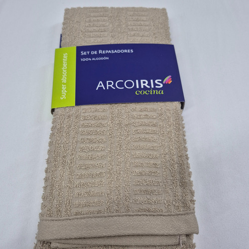 Pack X 2 Repasadores Arcoiris 100% Alg 44x70cm Maku Beige