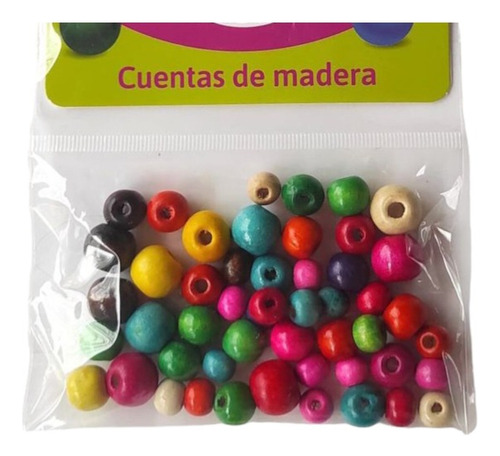 Cuentas De Madera De Colores. Diferentes Tamaños. 50 Unidade