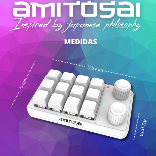 Teclado Programable Amitosai Bt/usb Mts-macro14 Led Teclado Blanco