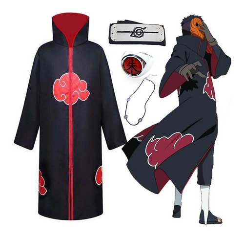 Naruto Cloak + Diadema + Anillo + Collar Cos Shuriken