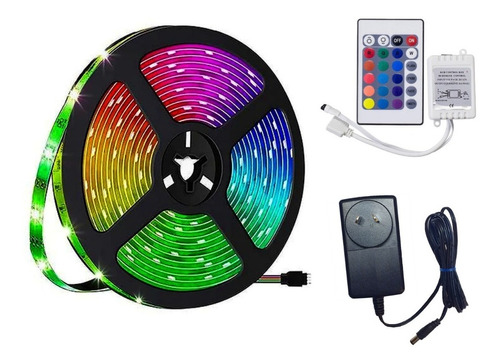 Tira Luces Led 5050 Rgb 5m Kit Completo Fuente + Control