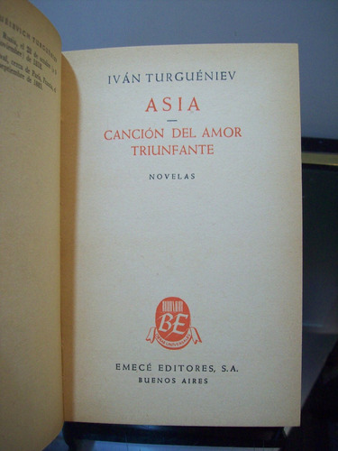 Adp Asia Cancion Del Amor Triunfante Ivan Turgueniev / Emece