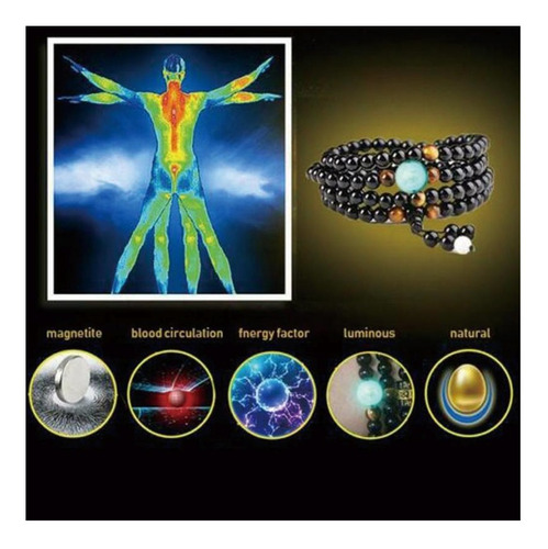 Imagen 6 de 6 de Pulsera De Piedra Natural De Obsidiana De 108 Cuencos De 6mm