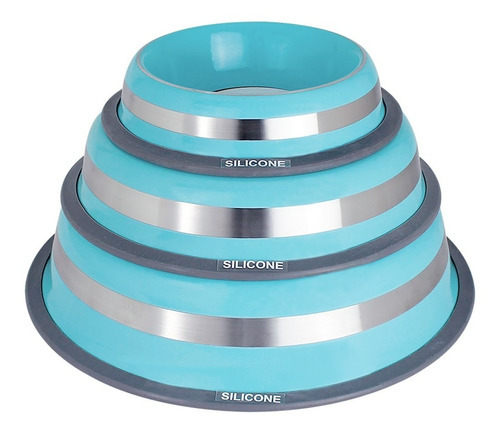 Comedouro Inox E Silicone P/cães E Gatos Pequeno Germanhart