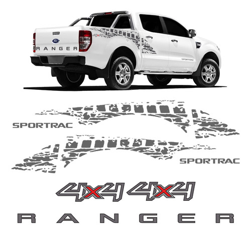 Faixas Ranger Sportrac Lateral/traseiro Grafite + Emblemas