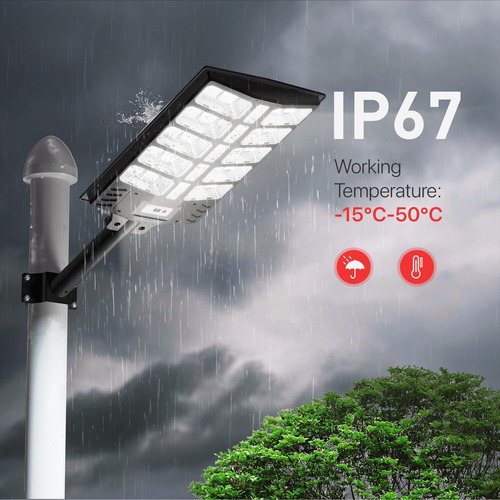 Foco Solar Led Grande 3000 Watt Sensor Mov Control Y Soporte