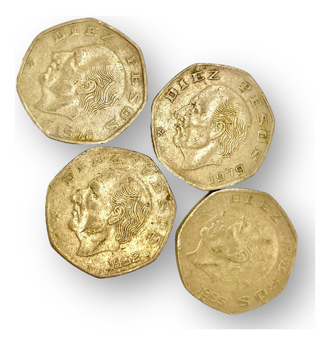 Lote 8 Monedas De 10 Pesos Hidalgo Todos Diferentes Años (Usado)
