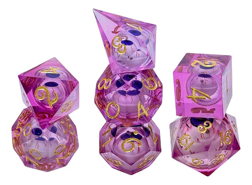 Juego De Dados De Resina De 7 Piezas, Dados De Juego Violeta
