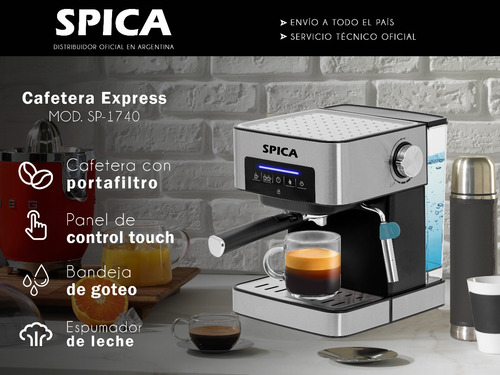 Imagen 5 de 10 de Cafetera Expresso Automatica Spica Sp-1740 Con Espumador