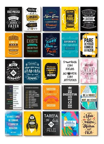 Kit 10 Quadros Decorativos Frases Motivacionais Sala Quarto Multi...
