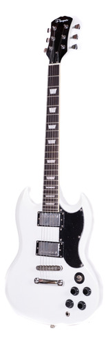Guitarra eléctrica Parquer Custom SG de caoba 2019 blanca multicapa