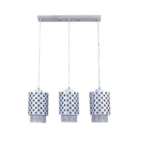 Luminaria Pendente Triplo Cone Alumínio Branco 14,5cm E27