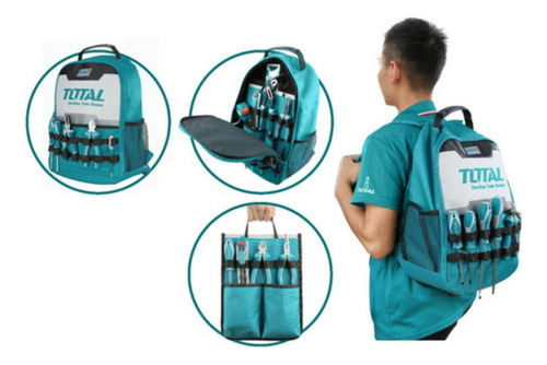 Mochila Porta Herramientas Resistente Total Color Turquesa