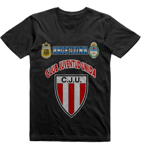 Remera Algodon Negra Juventud Unida Gdor. Costa