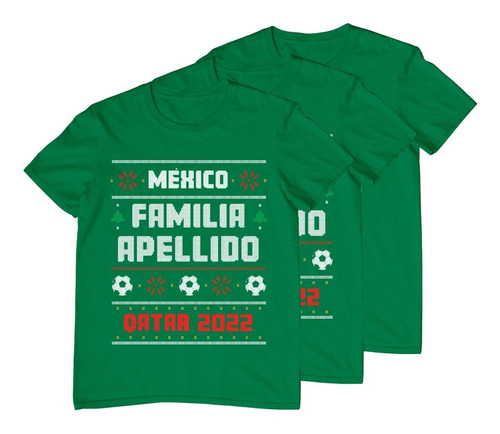 Kit 3 Playeras Personalizada - Familiar- México - Qatar 2022