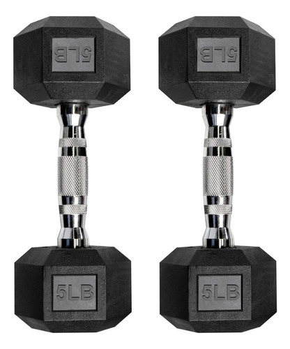 2 Mancuernas Hexagonales De Caucho 2.27 Kg 5 Lb Gimnasio