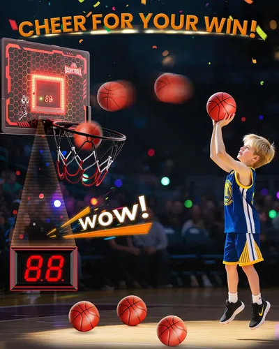 VROGTIK Aro De Baloncesto Infantil Con Luces LED De 7 Colores, Control Remoto Y Marcador: Diversión Asegurada Para Peques De 4 A 12 Años