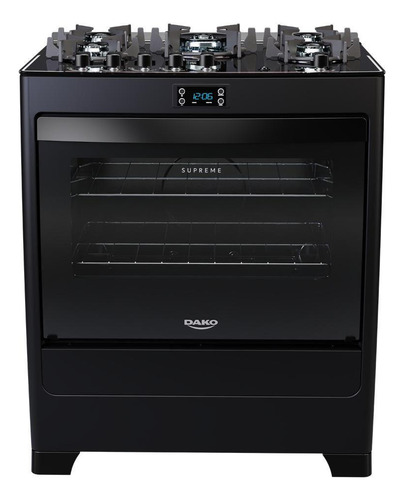 Fogão 5 Bocas Preto Com Mesa De Vidro E Timer Digital Bivolt
