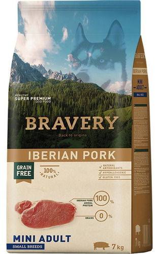 Bravery Iberian Pork Para Perro Adulto Pequeño 7 Kg Saco