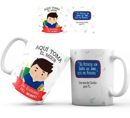 Mug Pocillo Ingeniero Electronico Regalo Aquí Toma Taza