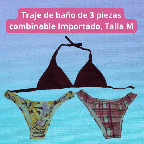 Traje De Baño 3 Piezas, Colores Varios Importado, Talla M