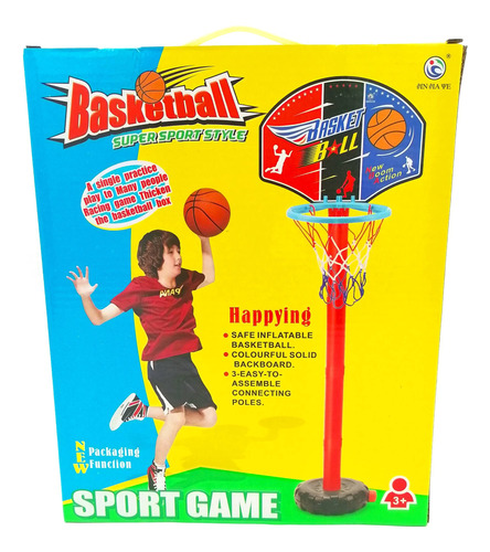 Juego Baloncesto Infantil Armable Tablero Aro Balón