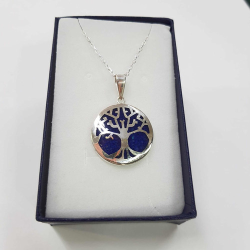 Colgante Arbol De La Vida Plata 950 Con Lapis Lazuli