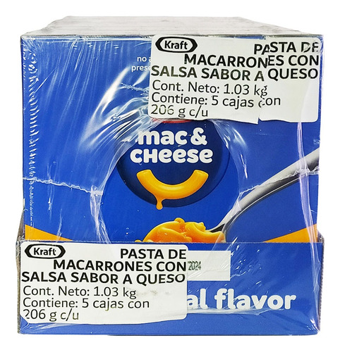 Pack Con 5 Sopas Instantáneas Macarrón Con Queso Kraft 206 G