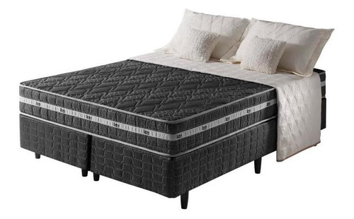 Cama Box King Preto + Colchão Espuma D45 Philadelphia 193cm