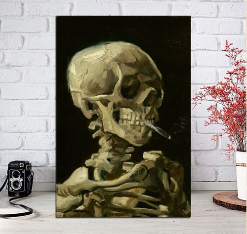Vinilo Decorativo 20x30cm Vincent Van Gogh Skull Esqueleto