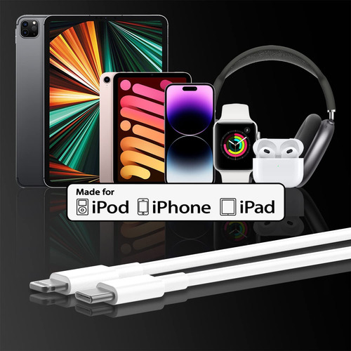 Cable Usb-c A Lightning De 1 M Para iPhone 14 [apple Mfi Cer